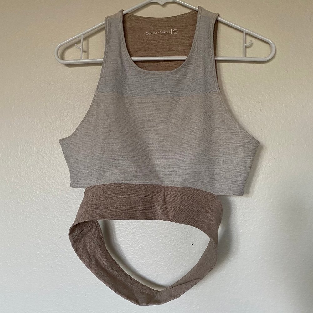 Outdoor Voices tritone slashback crop top bra